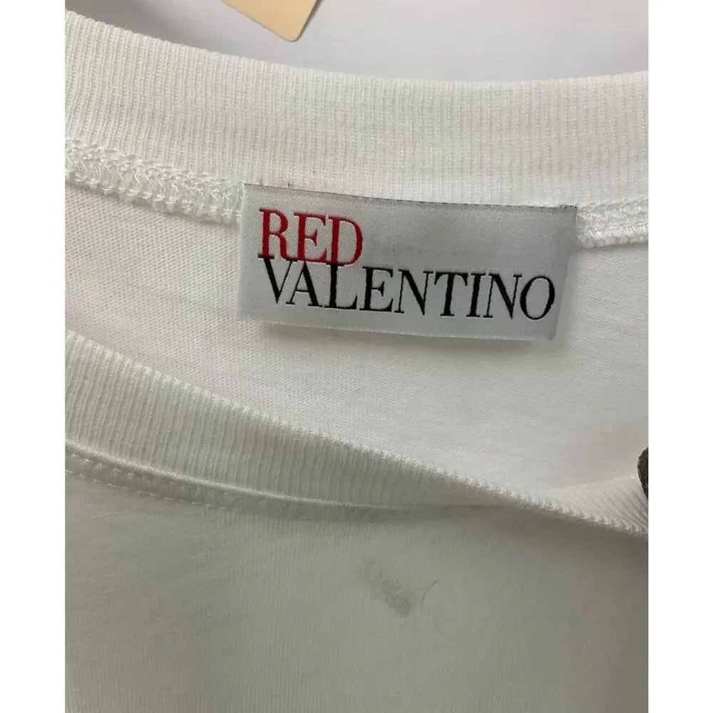 Red Valentino White & Multi Floral Graphic Raglan Sleeve T-Shirt Sz. XS - Picture 3 of 5